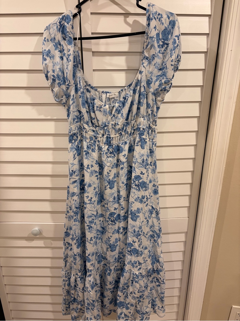 Blue Floral Midi Dress